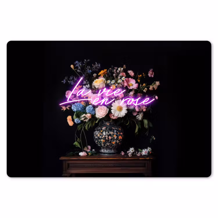 Neon - Vaas - Bloemen Placemat vinyl groot -zzsfeer1_Kitchenyeah-website