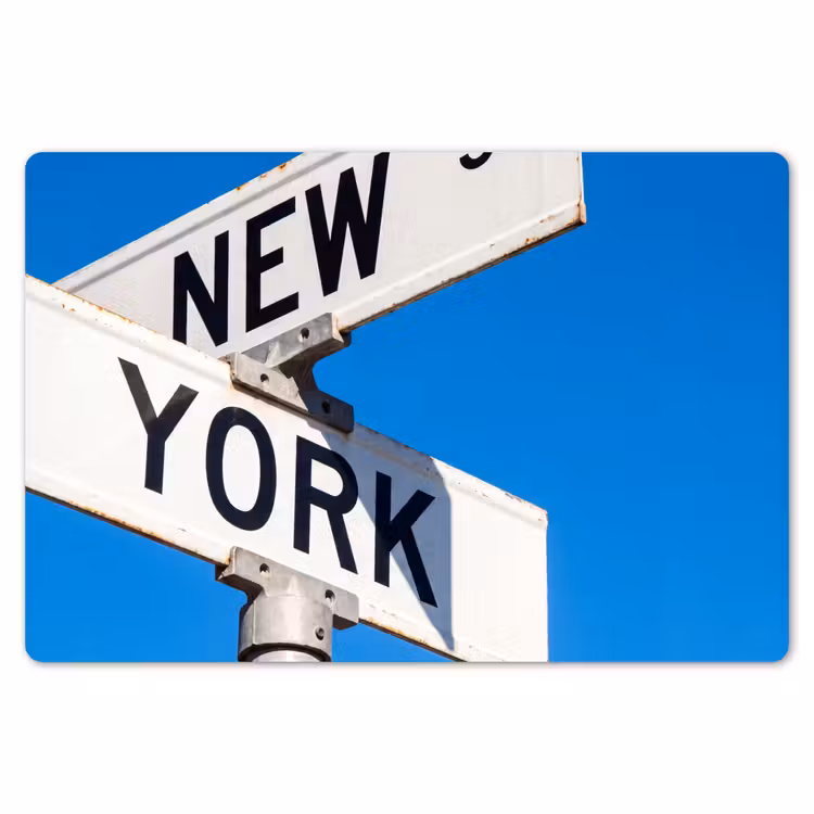 New York - Straatbord - Stad - Urban - Blauw Placemat vinyl groot -zzsfeer1_Kitchenyeah-website
