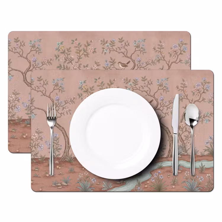 Nostalgisch - Reigers - Roze Placemat vinyl groot -zzsfeer2_Kitchenyeah-website