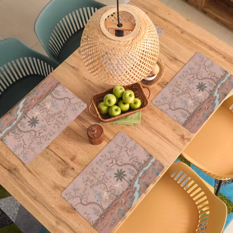 Nostalgisch - Reigers - Roze Placemat vinyl groot -zzsfeer5_Kitchenyeah-website