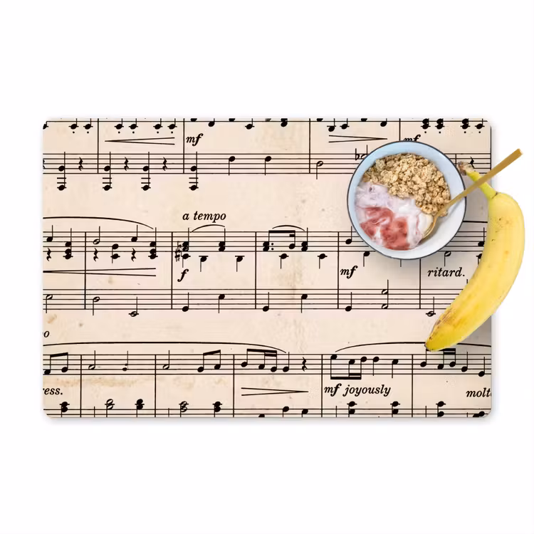 Muzieknotatie - Notenbalken - Kunst - Klassiek - Beige Placemat vinyl groot -zzzproduct_Kitchenyeah-website