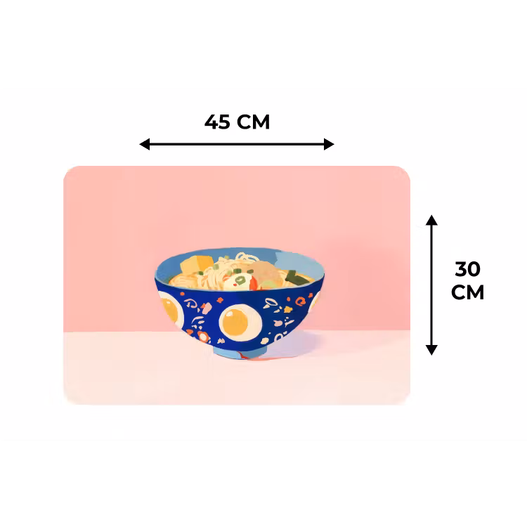 Noodles - Kom - Blauw - Illustratie Placemat vinyl groot -specs