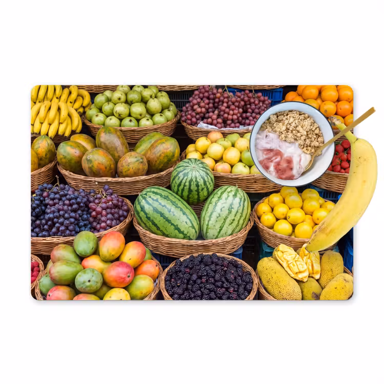 Tischset - 6 Stück - Obst – Markt – Bunt - Fruit - Markt - Kleurrijk Placemat vinyl groot