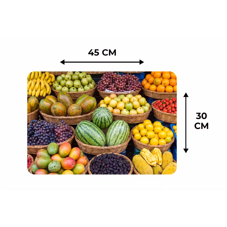 Tischset - 6 Stück - Obst – Markt – Bunt - Fruit - Markt - Kleurrijk Placemat vinyl groot