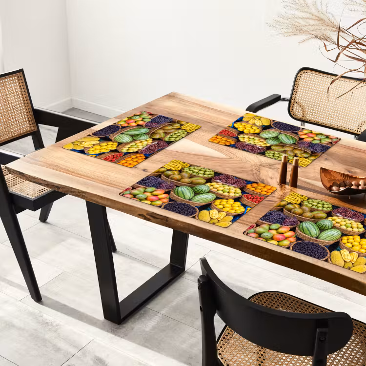 Tischset - 6 Stück - Obst – Markt – Bunt - Fruit - Markt - Kleurrijk Placemat vinyl groot