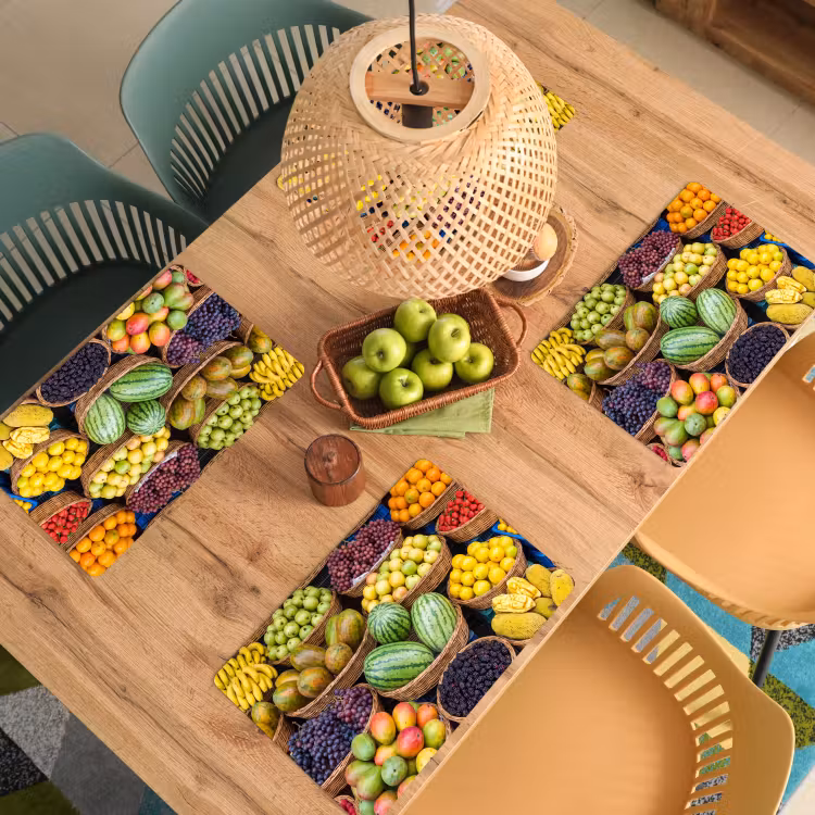 Tischset - 6 Stück - Obst – Markt – Bunt - Fruit - Markt - Kleurrijk Placemat vinyl groot
