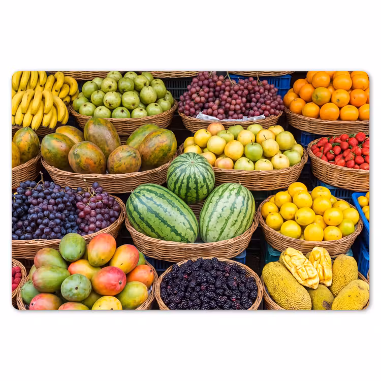 Tischset - 6 Stück - Obst – Markt – Bunt - Fruit - Markt - Kleurrijk Placemat vinyl groot