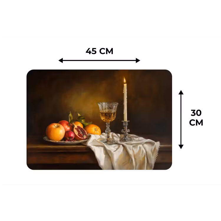 Fruit - Stilleven - Wijn - Kaars Placemat vinyl groot -specs