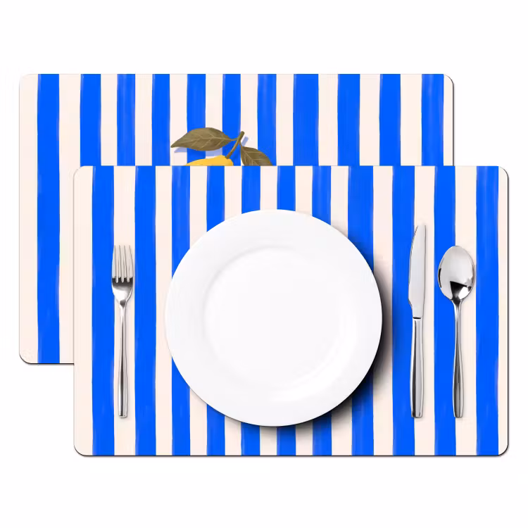 Fruit - Citroen - Zomer - Geel - Blauw Placemat vinyl groot -zzsfeer2_Kitchenyeah-website