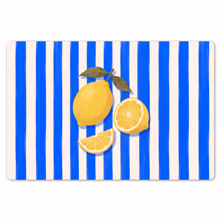 Fruit - Citroen - Zomer - Geel - Blauw Placemat vinyl groot -zzsfeer1_Kitchenyeah-website