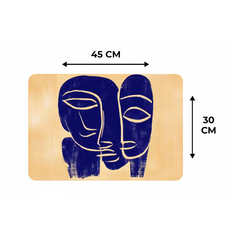 Okergeel - Blauw - Eenvoudige lijnen Placemat vinyl groot -specs