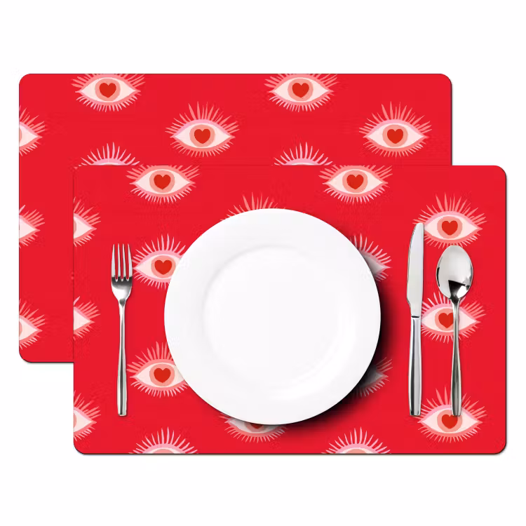 Ogen - Hart - Abstract - Rood - Roze Placemat vinyl groot 368 -zzsfeer2_Kitchenyeah-website