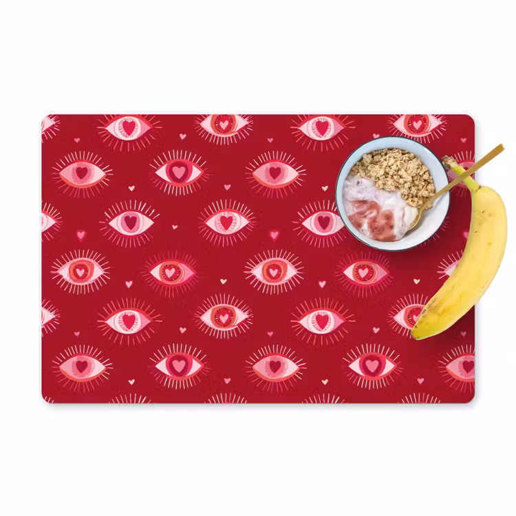 Ogen - Patroon - Roze - Donkerrood Placemat vinyl groot 368 -zzzproduct_Kitchenyeah-website