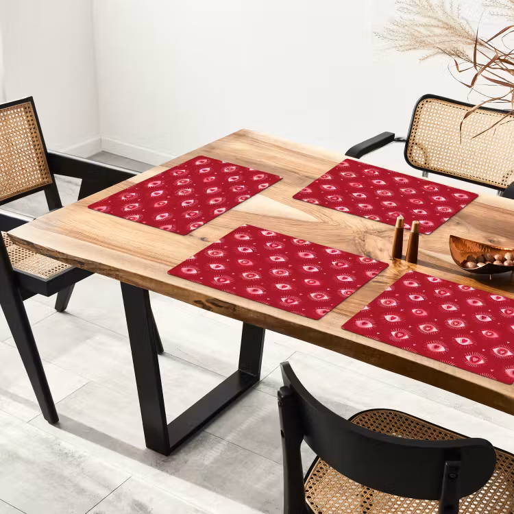 Ogen - Patroon - Roze - Donkerrood Placemat vinyl groot 368 -zzsfeer4_Kitchenyeah-website