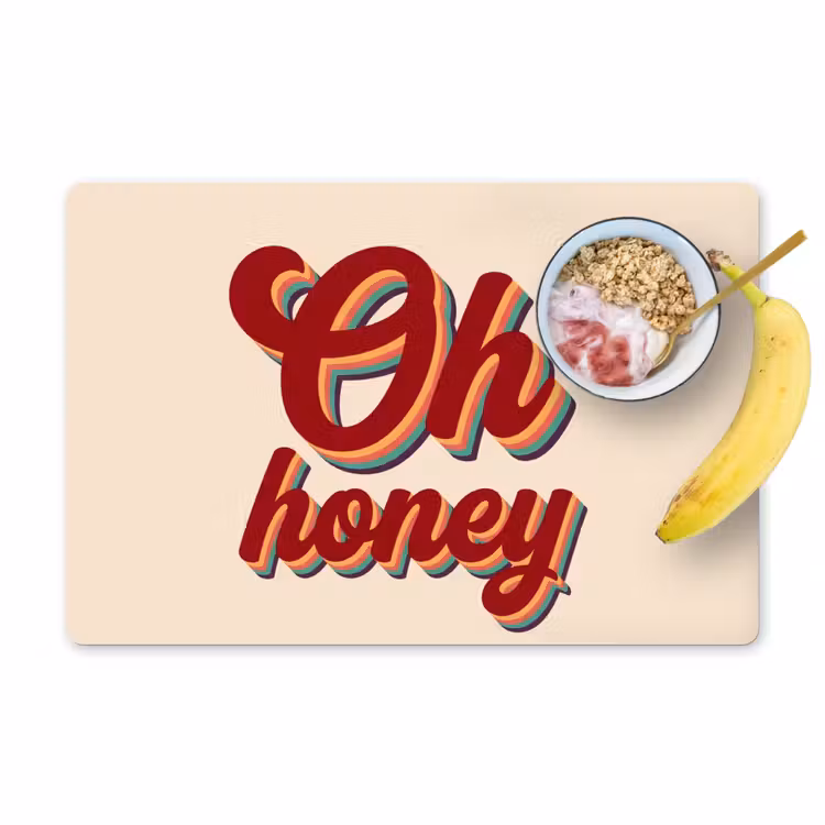Oh honey - Rood - Schaduw Placemat vinyl groot -zzzproduct_Kitchenyeah-website