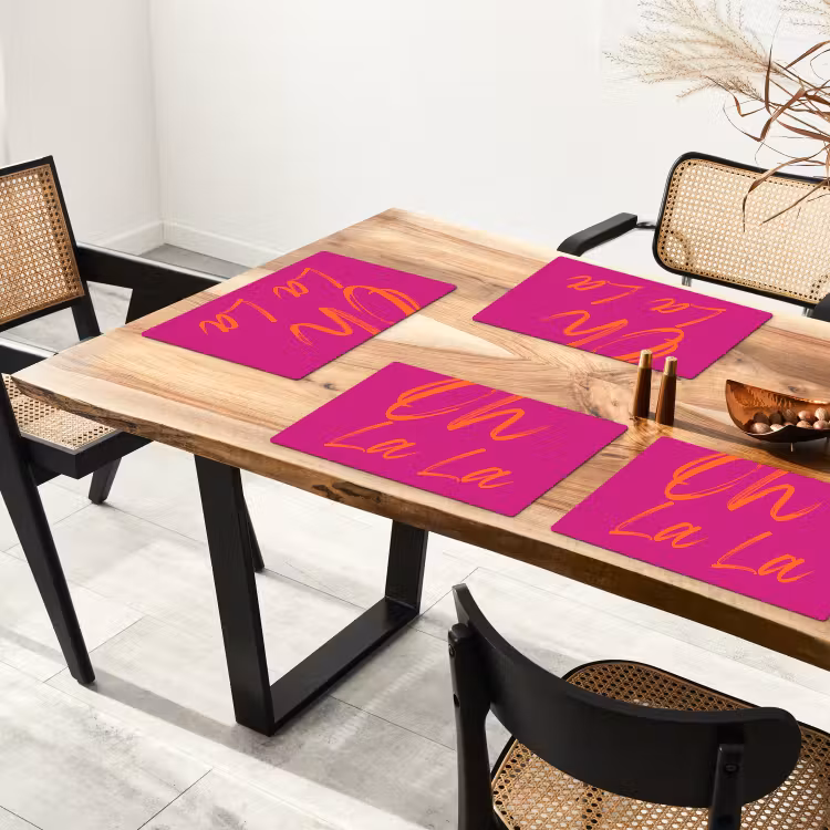 Oh la la - Oranje - Roze Placemat vinyl groot -zzsfeer4_Kitchenyeah-website
