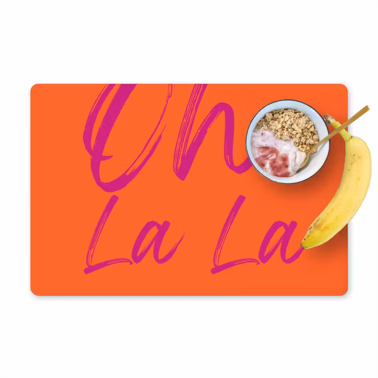 Oh la la - Oranje - Roze - Grafisch Placemat vinyl groot -zzzproduct_Kitchenyeah-website