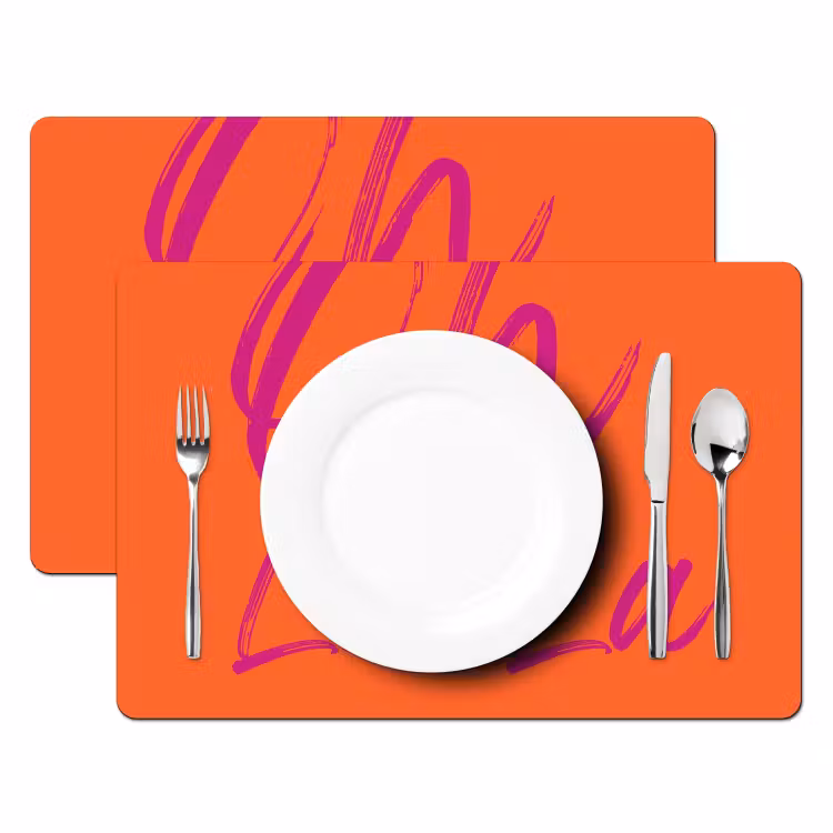 Oh la la - Oranje - Roze - Grafisch Placemat vinyl groot -zzsfeer2_Kitchenyeah-website