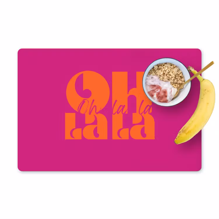 Oh la la - Roze - Oranje - Gestapelde letters Placemat vinyl groot -zzzproduct_Kitchenyeah-website