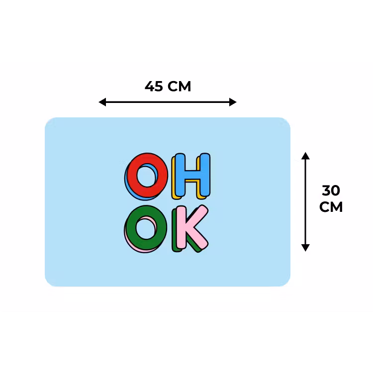 Oh ok - Blauw - Kleurrijk Placemat vinyl groot -specs
