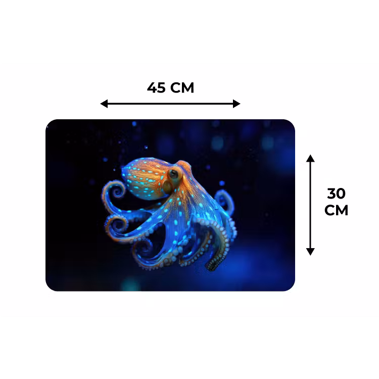 Octopus - Stippen - Blauw - Zee Placemat vinyl groot -specs