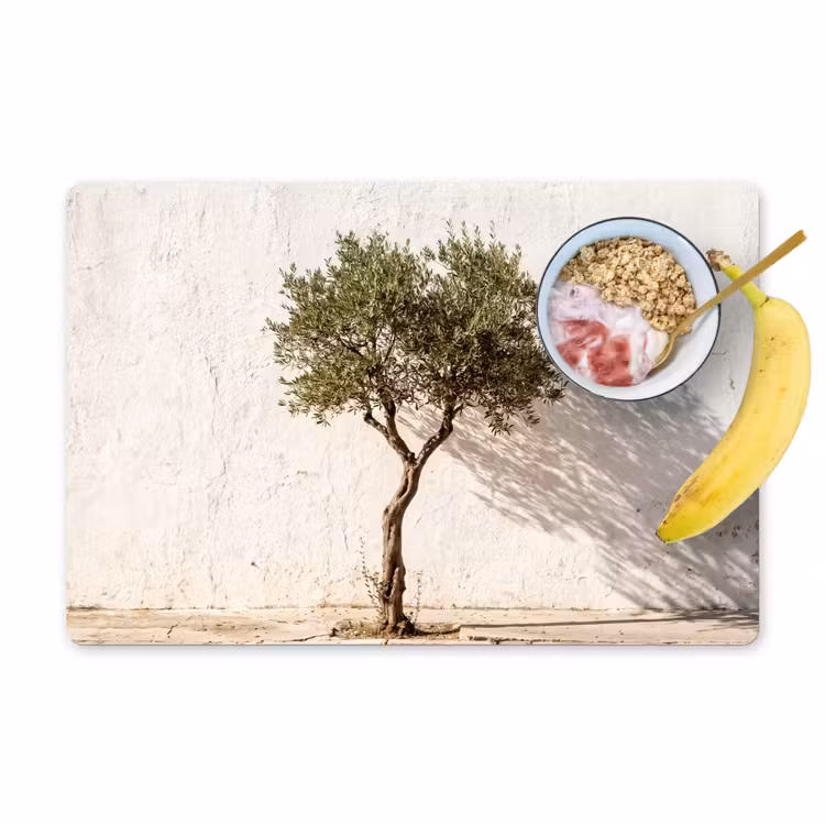 Tischset - 6 Stück - Olivenbaum – Wand – weiß - Olijfboom - muur - wit Placemat vinyl groot