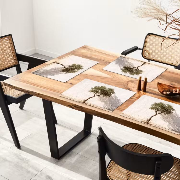 Tischset - 6 Stück - Olivenbaum – Wand – weiß - Olijfboom - muur - wit Placemat vinyl groot