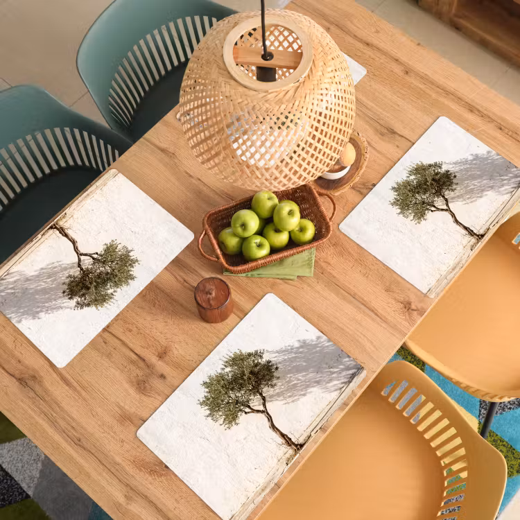 Tischset - 6 Stück - Olivenbaum – Wand – weiß - Olijfboom - muur - wit Placemat vinyl groot