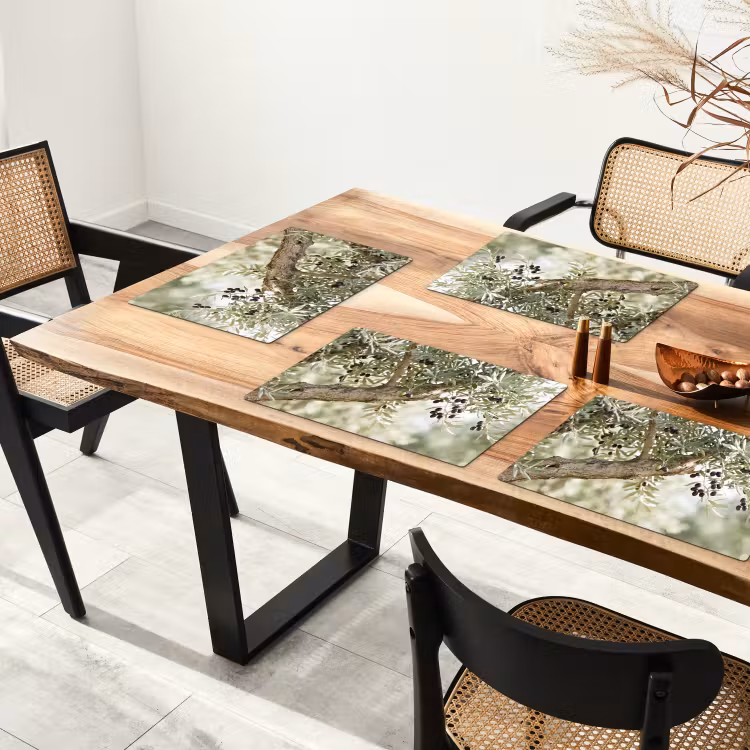 Tischset - 6 Stück - Olivenbaum – Zweig – grün - Olijfboom - tak - groen Placemat vinyl groot