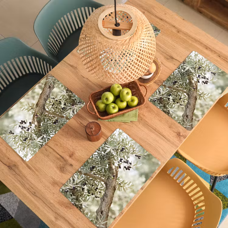 Tischset - 6 Stück - Olivenbaum – Zweig – grün - Olijfboom - tak - groen Placemat vinyl groot