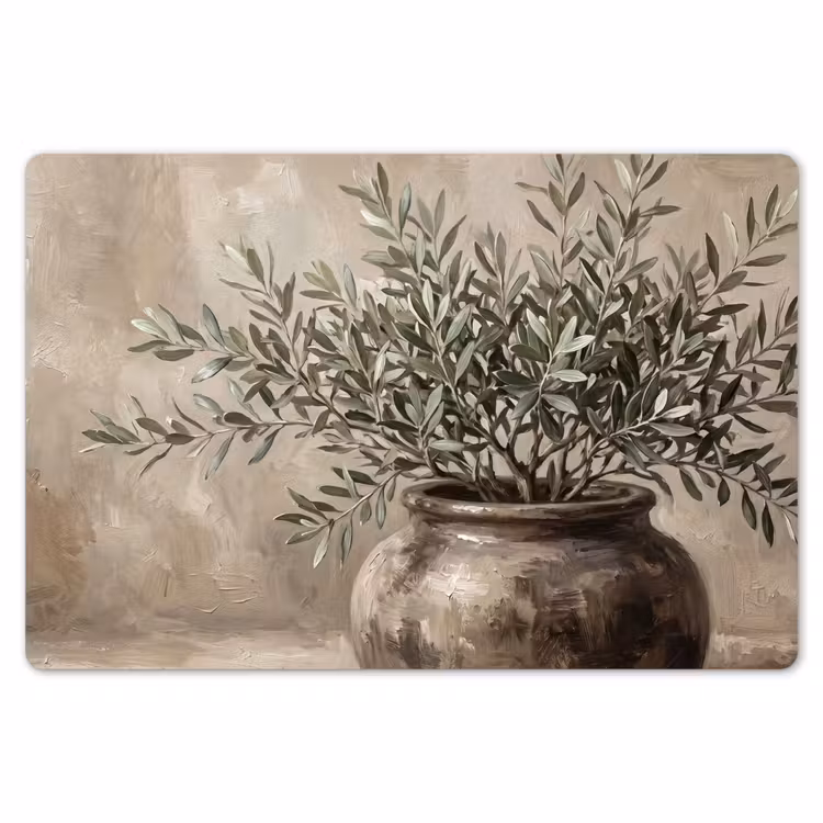 Olijfplant - Aardenpot - Abstract - Beige Placemat vinyl groot -zzsfeer1_Kitchenyeah-website