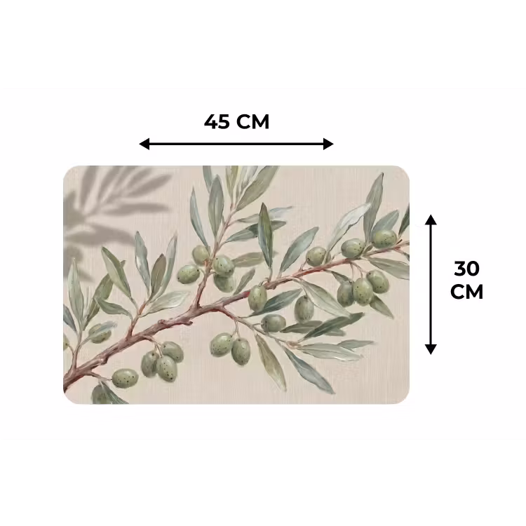 Olijftak - Bladeren - Natuur - Groen - Beige Placemat vinyl groot -specs