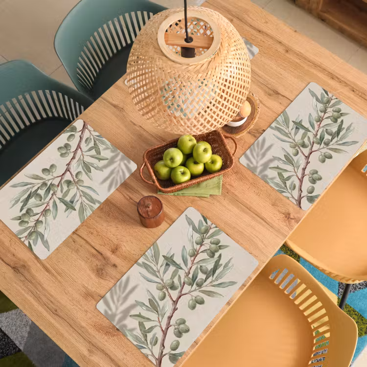 Olijftak - Bladeren - Natuur - Groen - Beige Placemat vinyl groot -zzsfeer5_Kitchenyeah-website