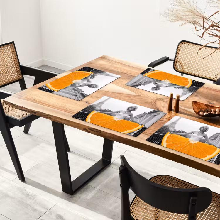 Sinaasappel - Eiffeltoren - Vrouw Placemat vinyl groot -zzsfeer4_Kitchenyeah-website