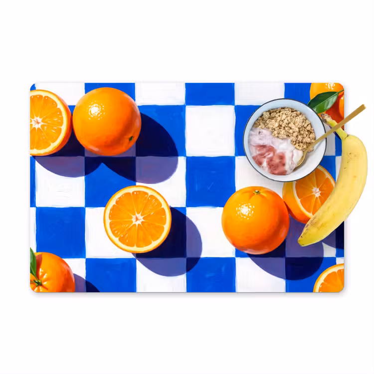 Tischset - 6 Stück - Orange – Kariert – Essen - Sinaasappel - Geruit - Eten Placemat vinyl groot