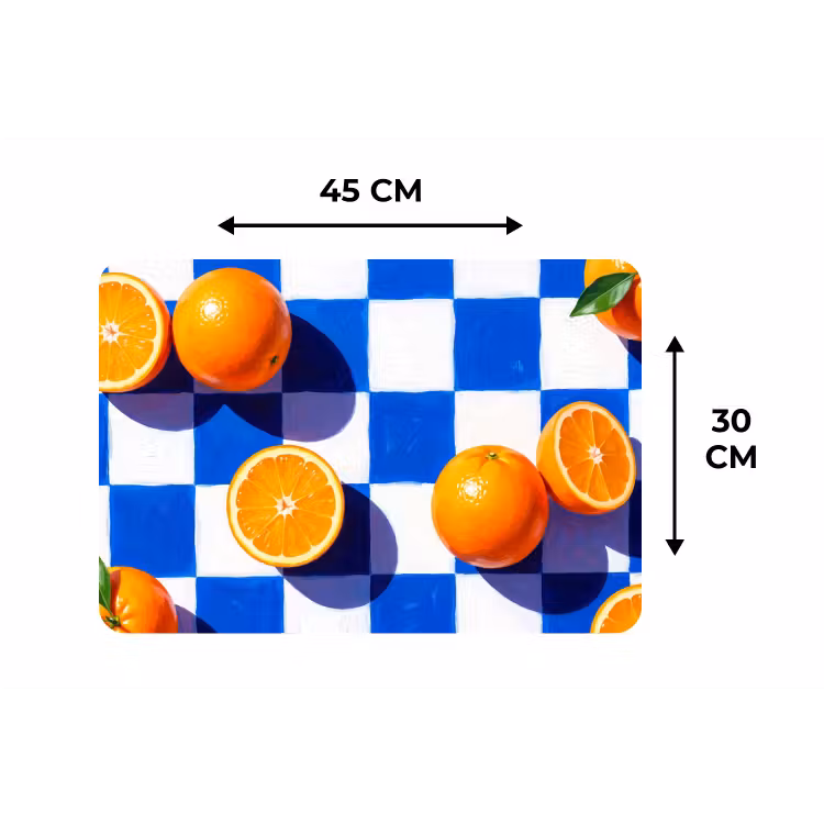 Tischset - 6 Stück - Orange – Kariert – Essen - Sinaasappel - Geruit - Eten Placemat vinyl groot