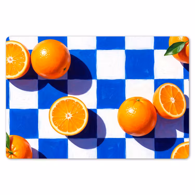 Tischset - 6 Stück - Orange – Kariert – Essen - Sinaasappel - Geruit - Eten Placemat vinyl groot