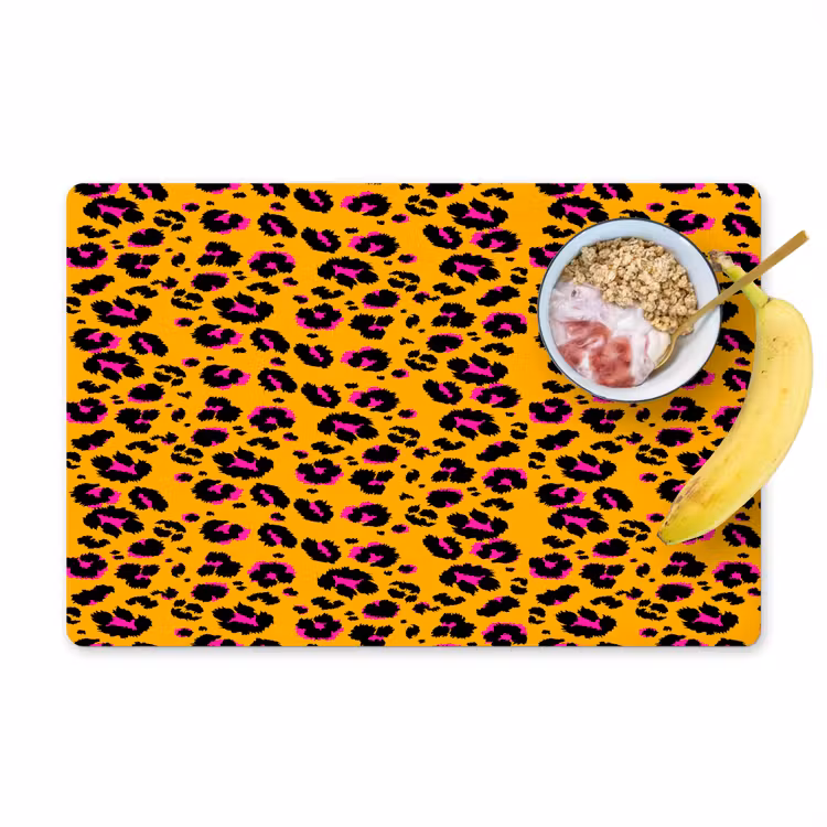 Oranje - Roze - Panterprint Placemat vinyl groot 368 -zzzproduct_Kitchenyeah-website
