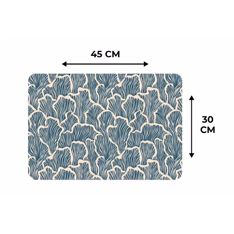 Organisch - Blauw - Crème - Schelpen Placemat vinyl groot 368 -specs
