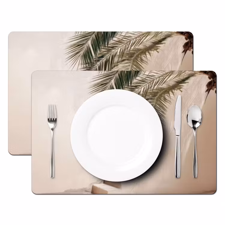 Palmboom - Schaduw - Trap - Beige Placemat vinyl groot -zzsfeer2_Kitchenyeah-website