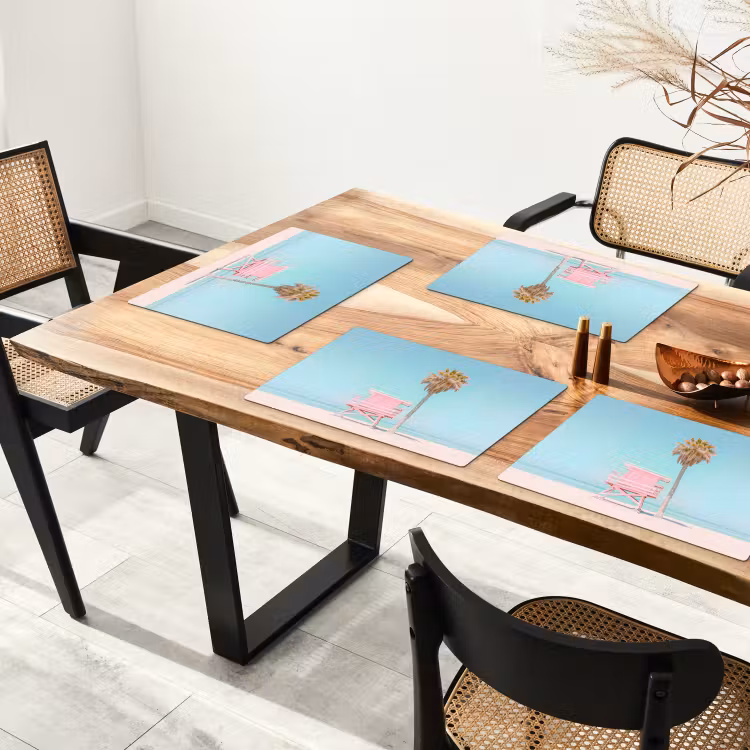 Palmboom - Strandhuis - Roze Placemat vinyl groot -zzsfeer4_Kitchenyeah-website