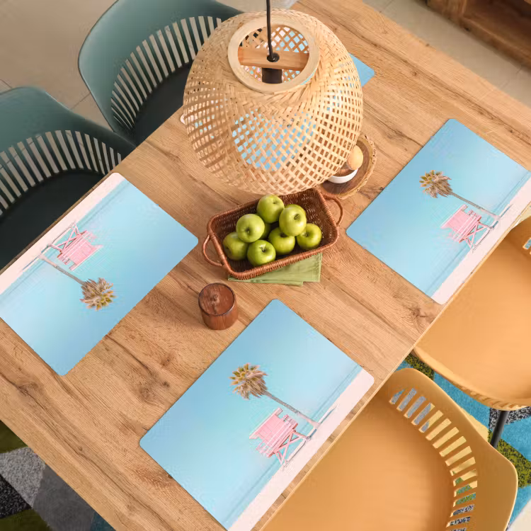 Palmboom - Strandhuis - Roze Placemat vinyl groot -zzsfeer5_Kitchenyeah-website