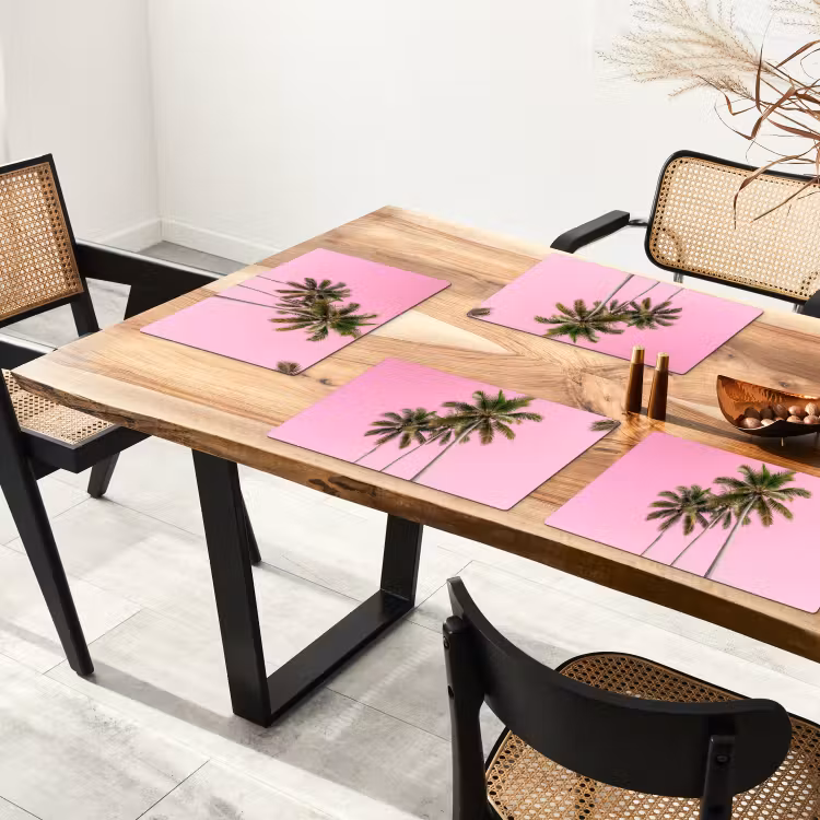 Palmboom - Tropisch - Pink Placemat vinyl groot -zzsfeer4_Kitchenyeah-website