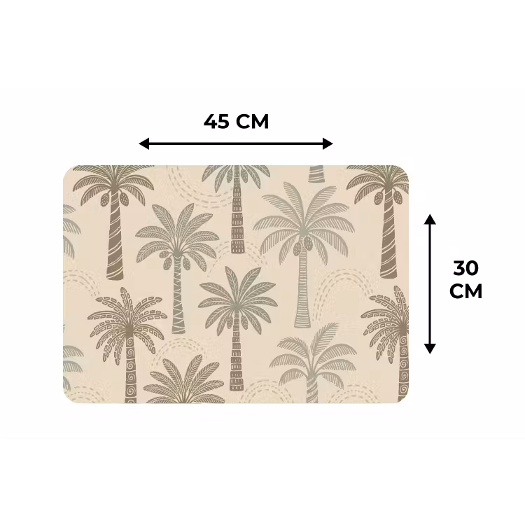 Palmbomen - Patroon - Tropisch - Beige Placemat vinyl groot -specs
