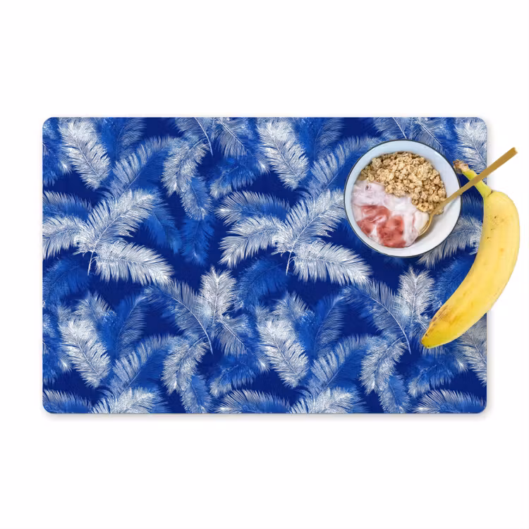 Palmblad - Patroon - Blauw Placemat vinyl groot 368 -zzzproduct_Kitchenyeah-website