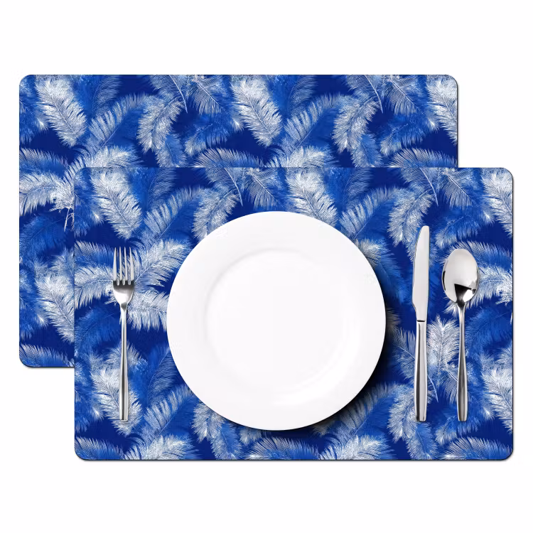Palmblad - Patroon - Blauw Placemat vinyl groot 368 -zzsfeer2_Kitchenyeah-website