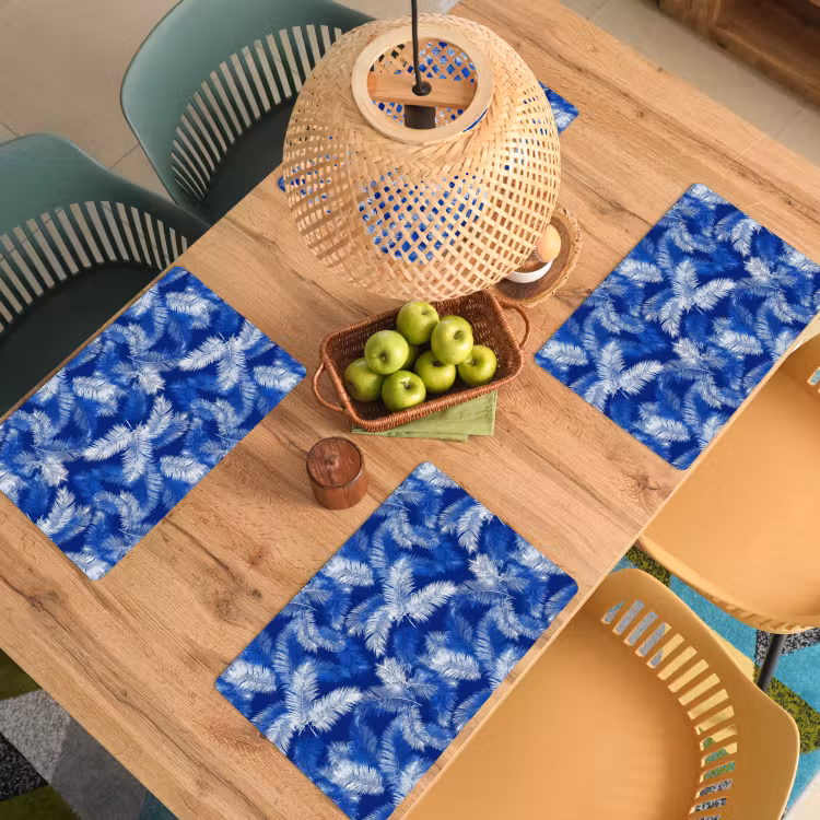 Palmblad - Patroon - Blauw Placemat vinyl groot 368 -zzsfeer5_Kitchenyeah-website