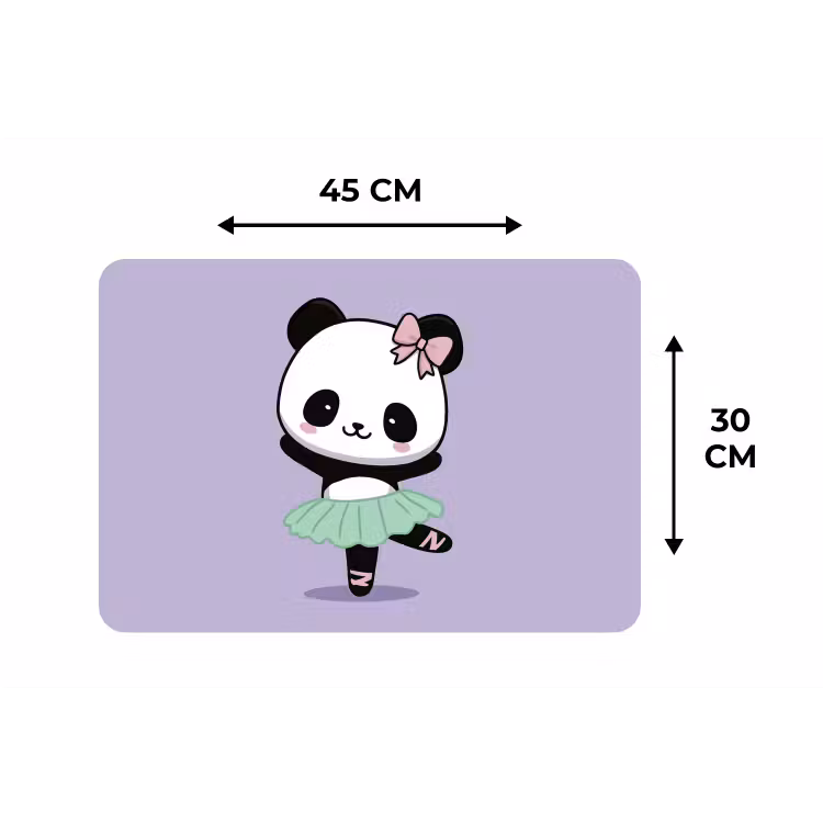 Dansende panda - Paars - Sierlijk - Kawaii Placemat vinyl groot -specs