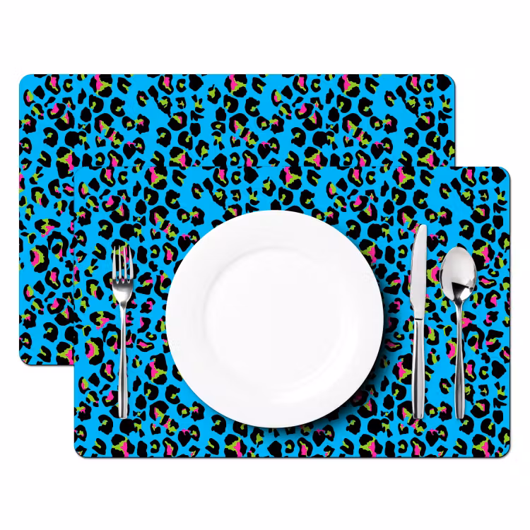 Panter - Blauw - Neon Placemat vinyl groot 368 -zzsfeer2_Kitchenyeah-website