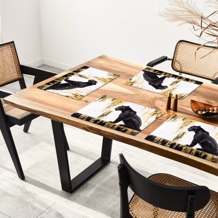 Panter - Zwart - Abstract - Goud Placemat vinyl groot -zzsfeer4_Kitchenyeah-website